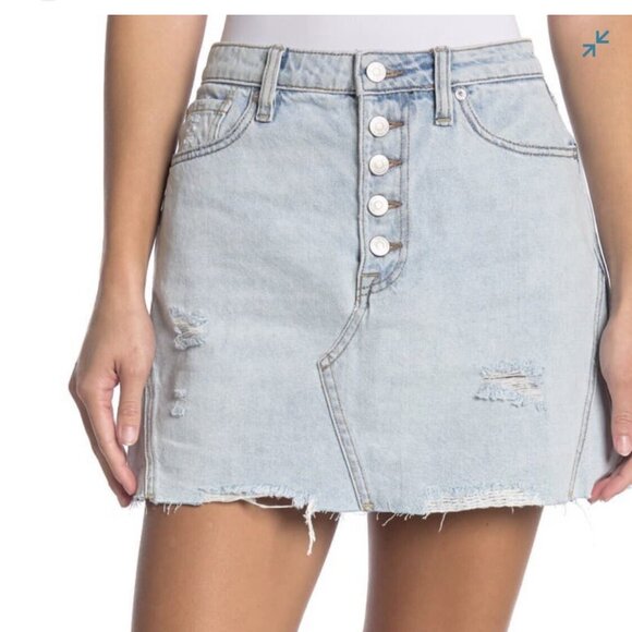 We The Free Montauk distressed, button fly, denim mini skirt size 25 - Picture 1 of 11